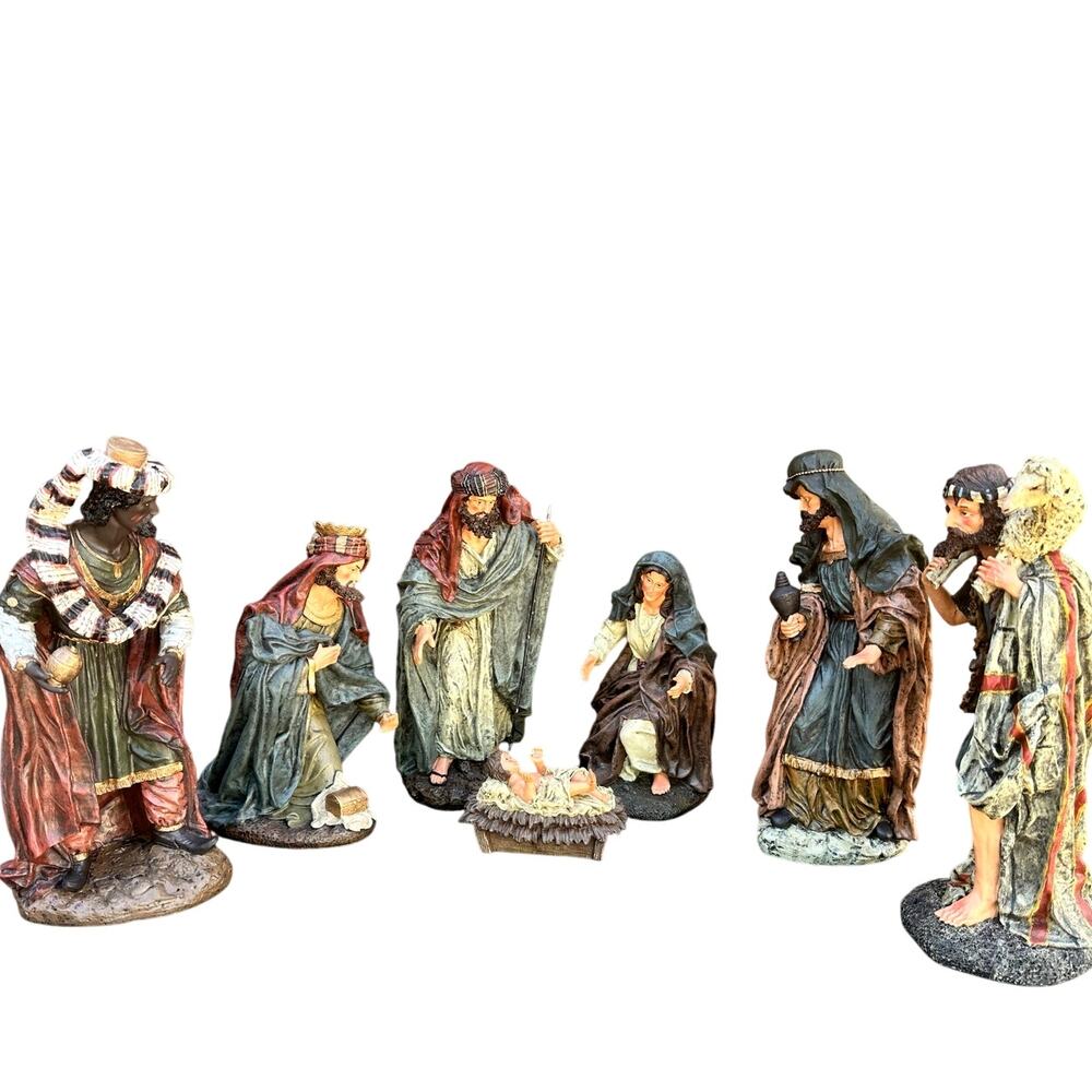 Rare Pacific Rim 7-PC Large Artistic 16" Nativity Scene Figurines-Stunning